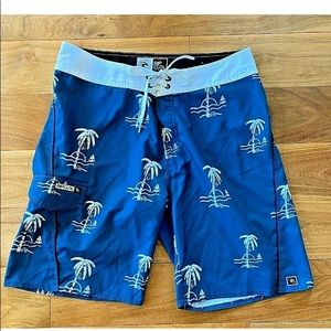 Rip Curl Size 32 Board Shorts Swim 9.5" Blue Palm